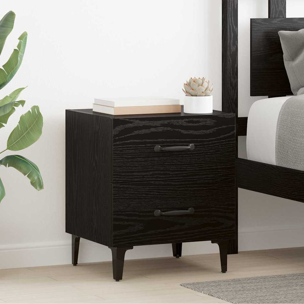 Bed Cabinet 2 pcs Black Oak 40 x 35 x 47.5 cm Engineered Wood