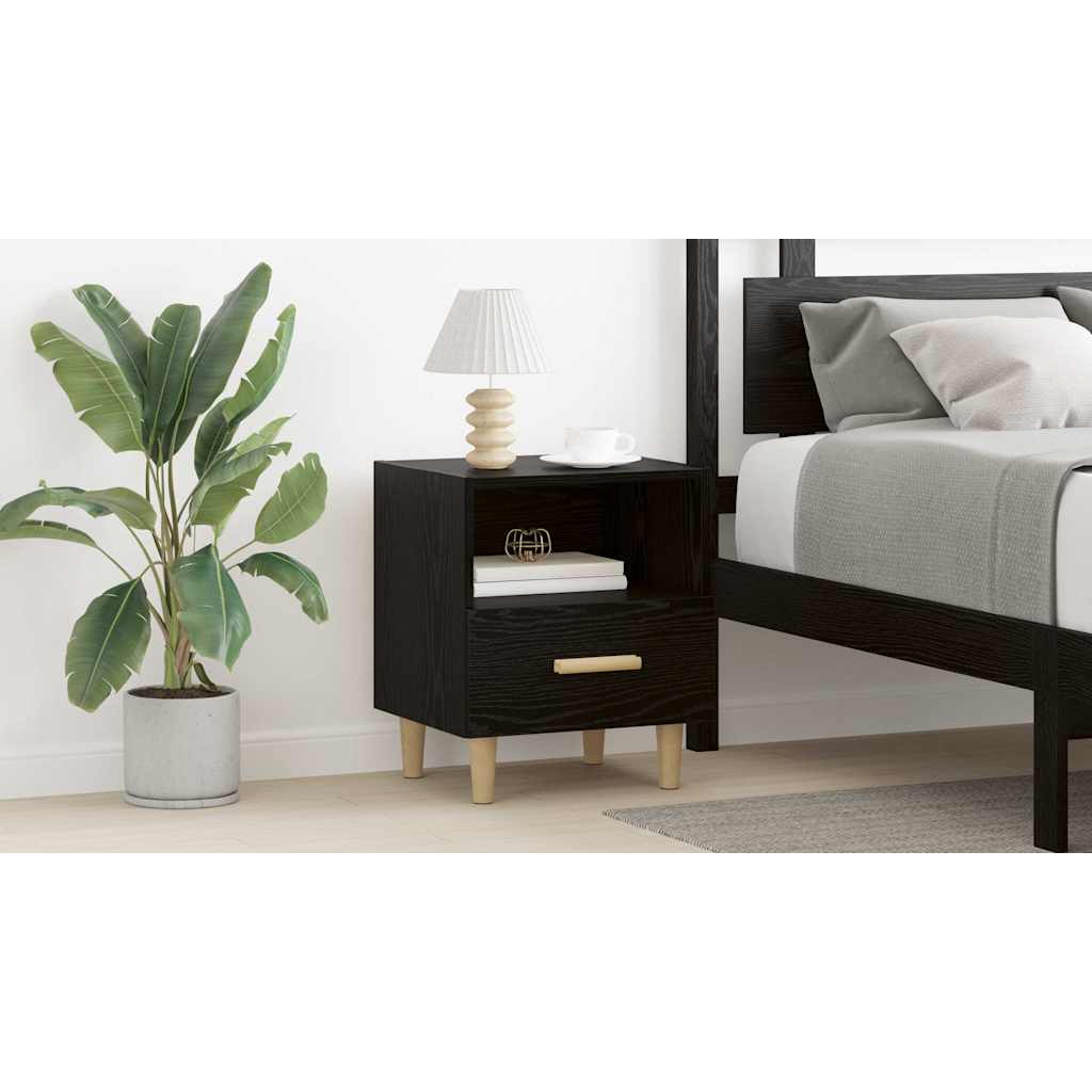 Bedside Cabinet Black Oak 40 x 35 x 47 cm Engineered Wood