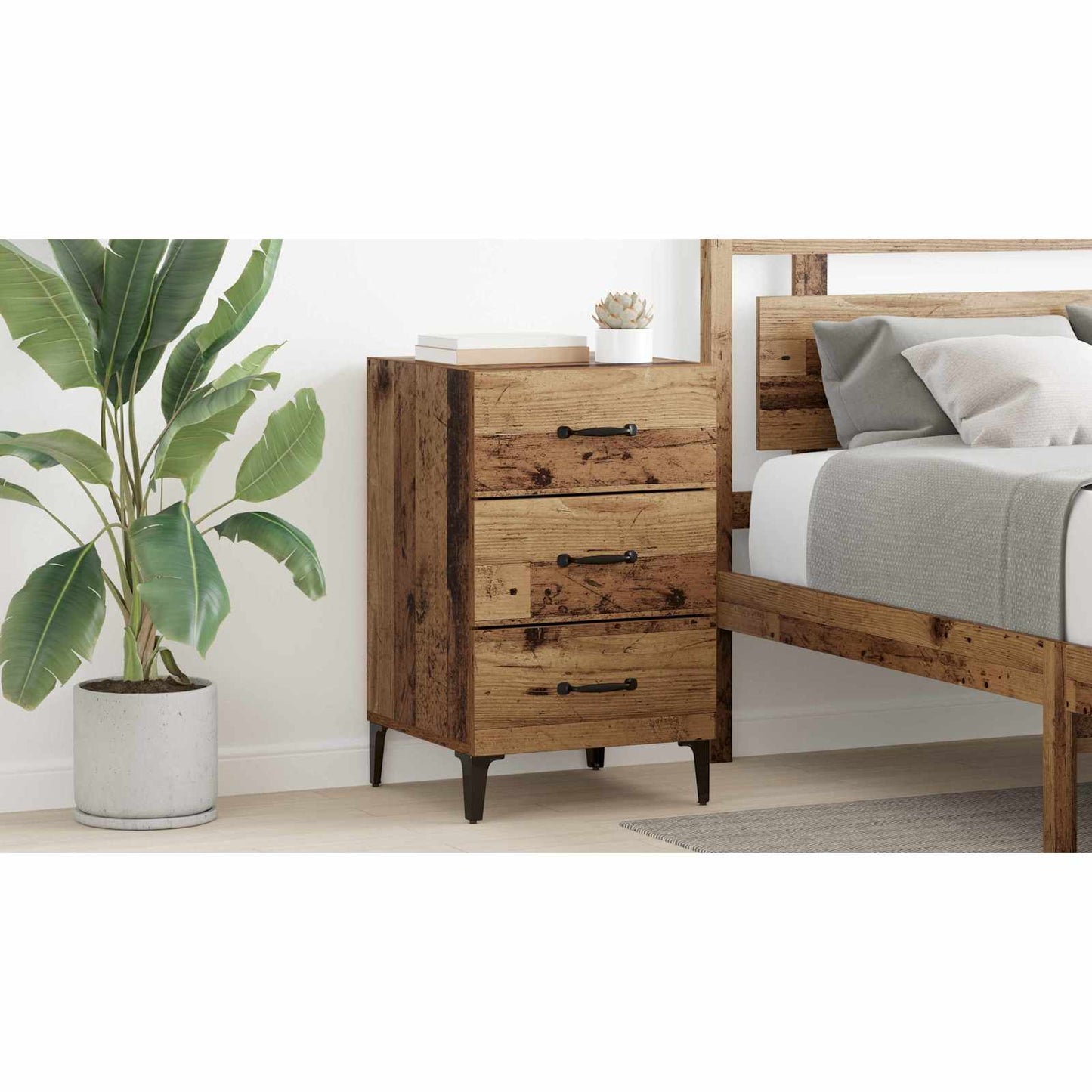 Bedside Cabinet Old Wood 40 x 40.5 x 66 cm Engineered Wood