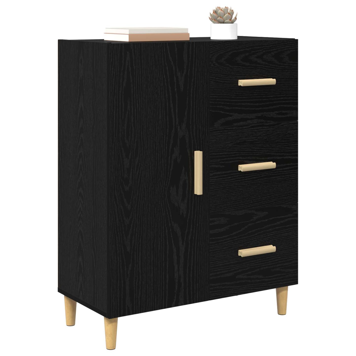 Sideboard Black oak 34 x 69.5 x 90 cm Engineered wood
