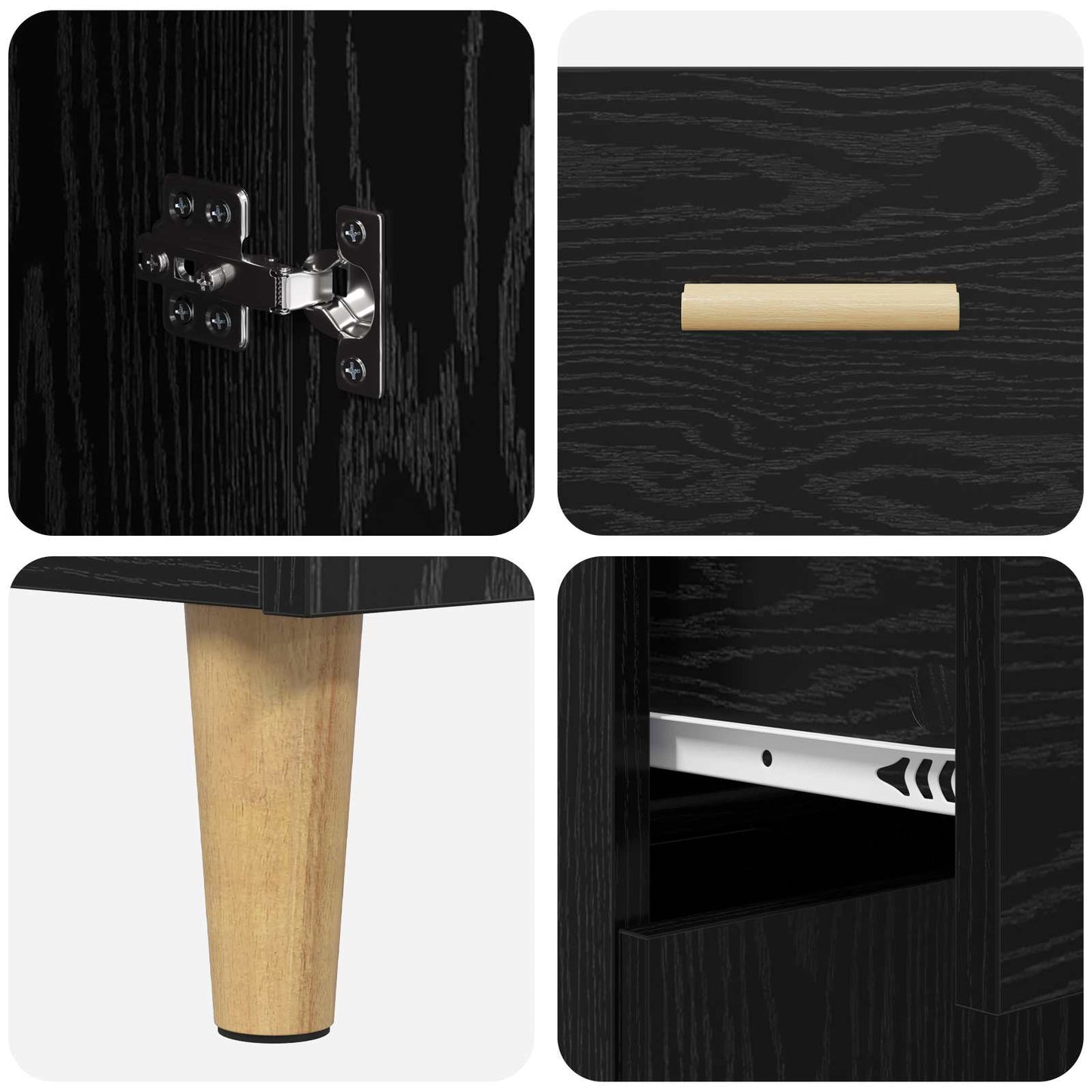 Sideboard Black oak 34 x 69.5 x 89 cm Engineered wood