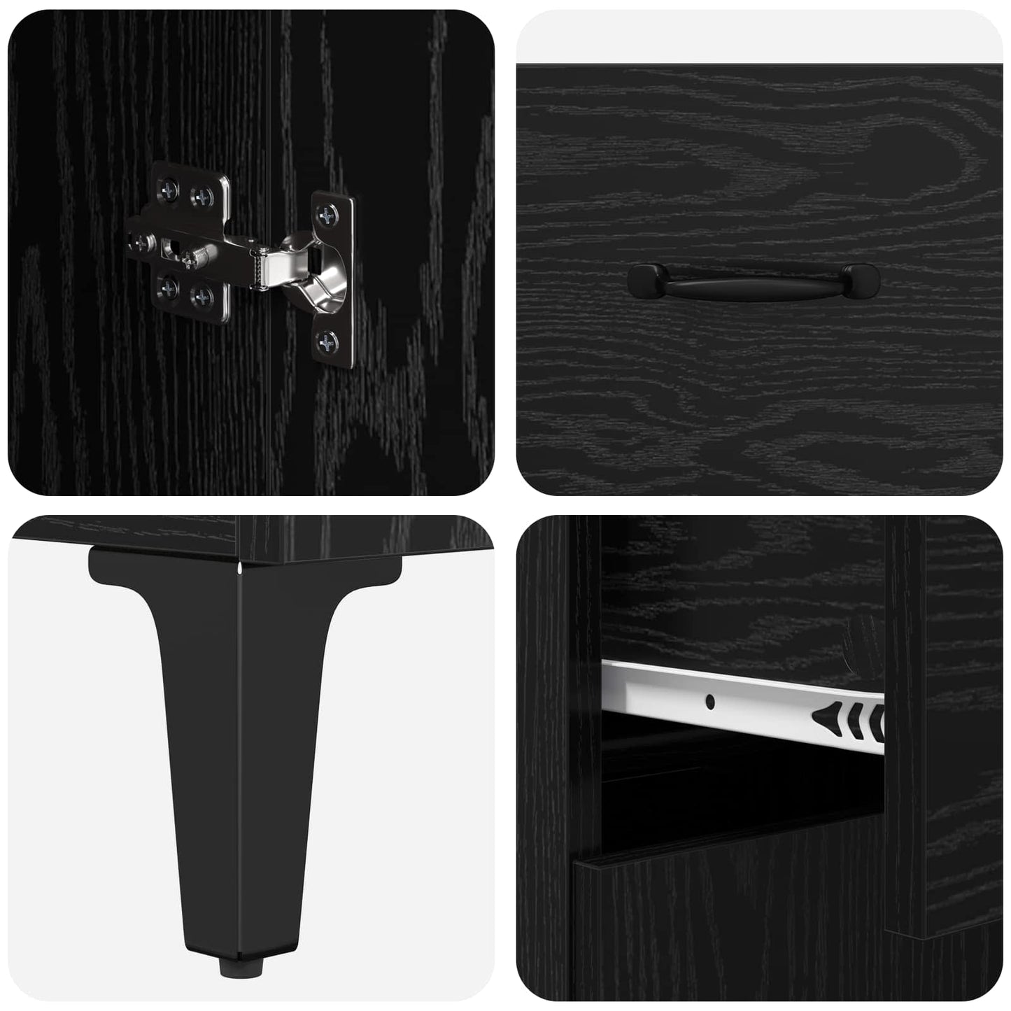 Sideboard Black Oak 69.5 x 34 x 90 cm Engineered Wood