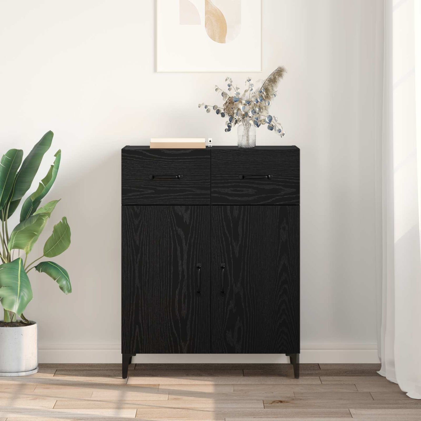 Sideboard Black Oak 69.5 x 34 x 90 cm Engineered Wood