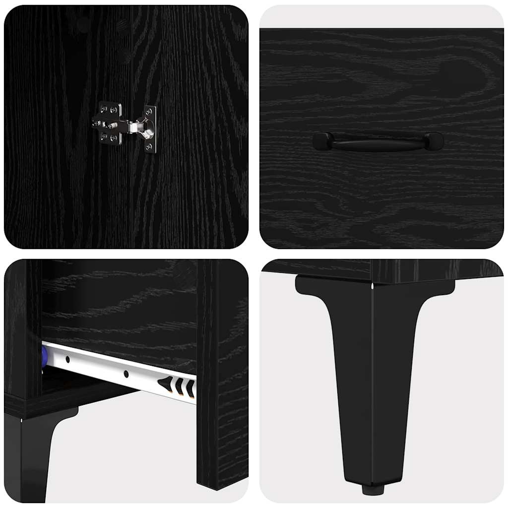 Highboard Black Oak 70 x 31 x 115 cm Engineered Wood and Iron