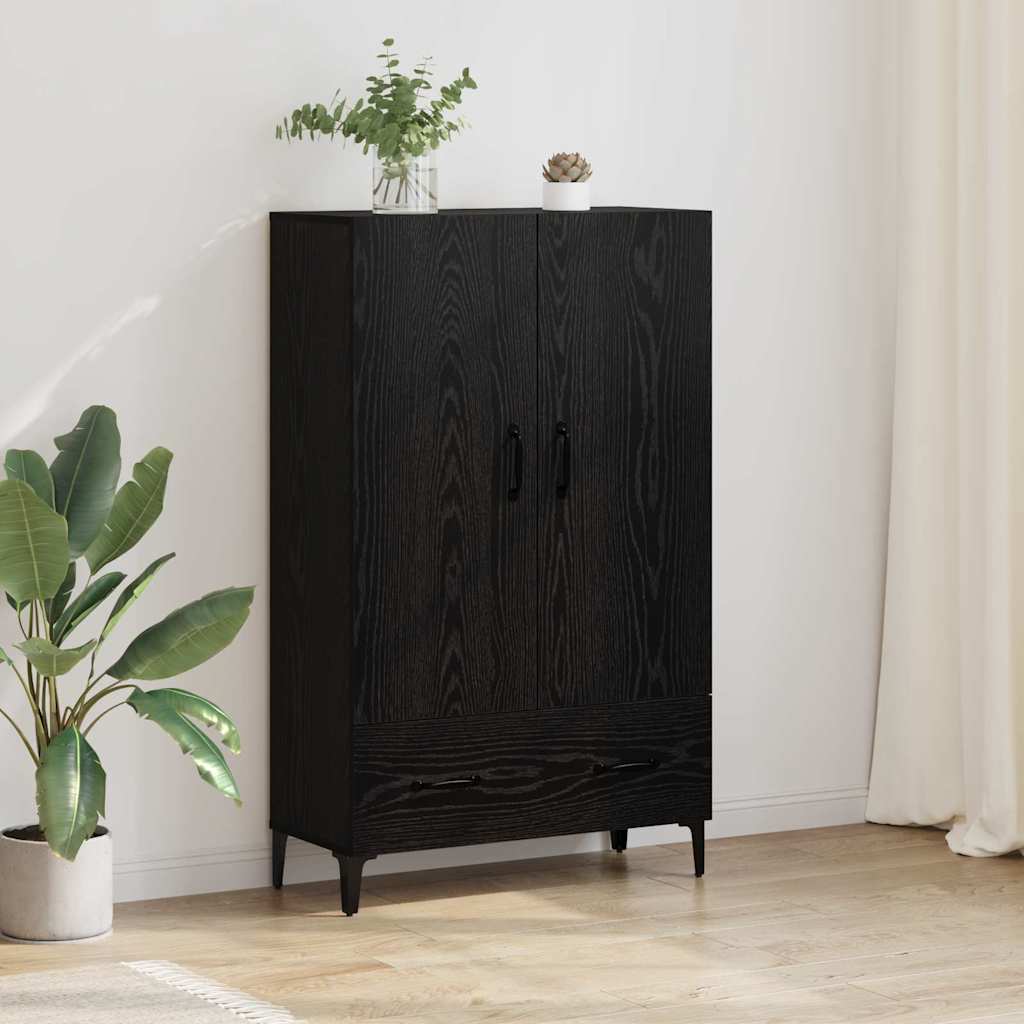 Highboard Black Oak 70 x 31 x 115 cm Engineered Wood and Iron