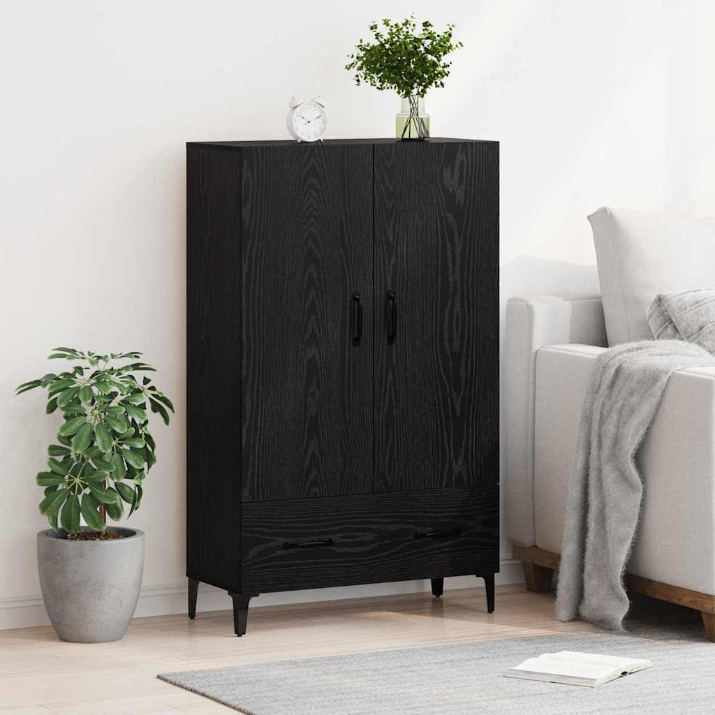 Highboard Black Oak 70 x 31 x 115 cm Engineered Wood and Iron