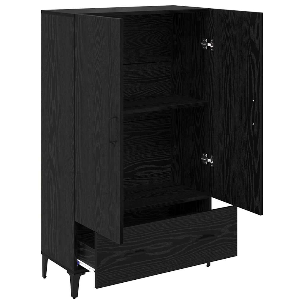 Highboard Black Oak 70 x 31 x 115 cm Engineered Wood and Iron
