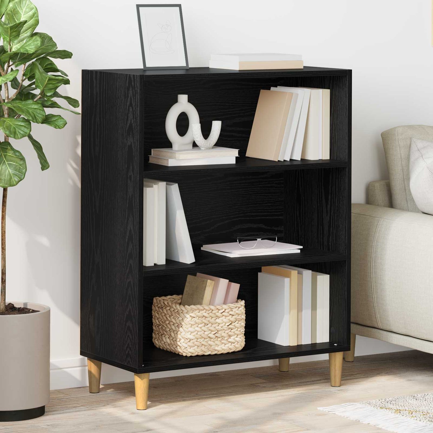 Sideboard Black Oak 69.5 x 32.5 x 90 cm Engineered Wood