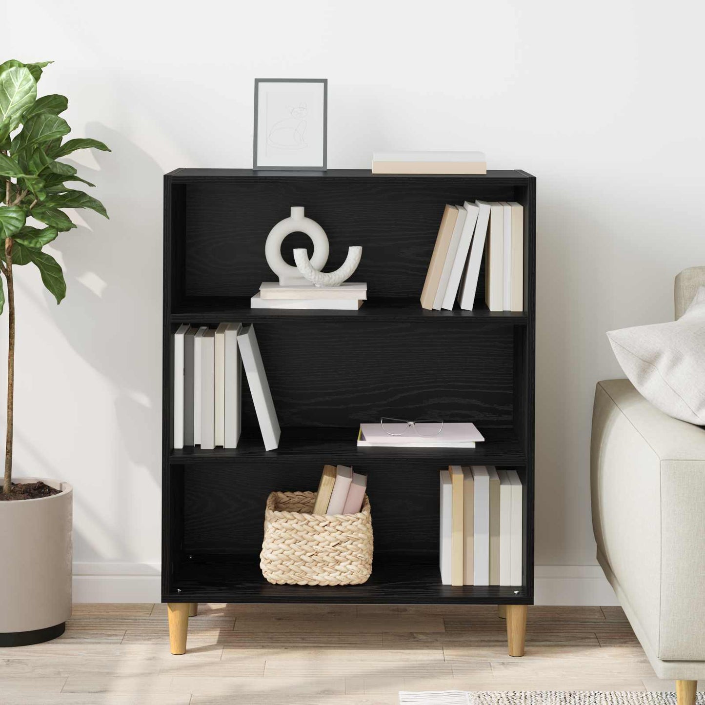 Sideboard Black Oak 69.5 x 32.5 x 90 cm Engineered Wood