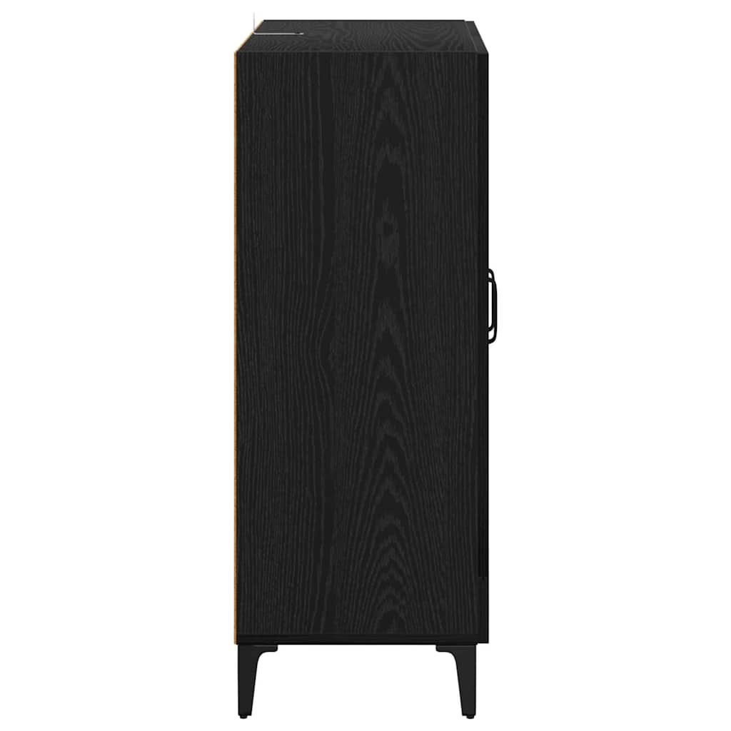 Sideboard Black Oak 69.5 x 34 x 90 cm Engineered Wood and Iron