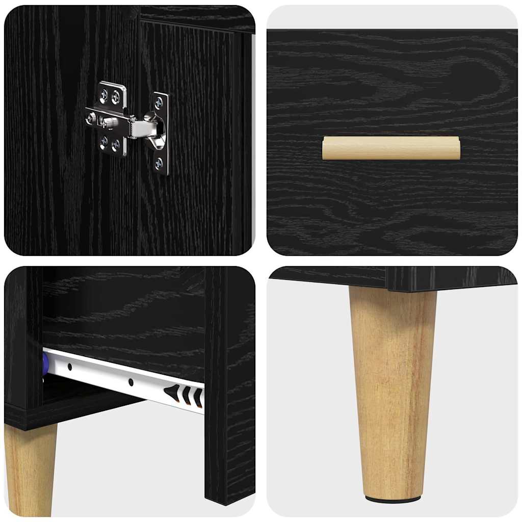 Highboard Black Oak 70 x 31 x 115 cm Engineered Wood