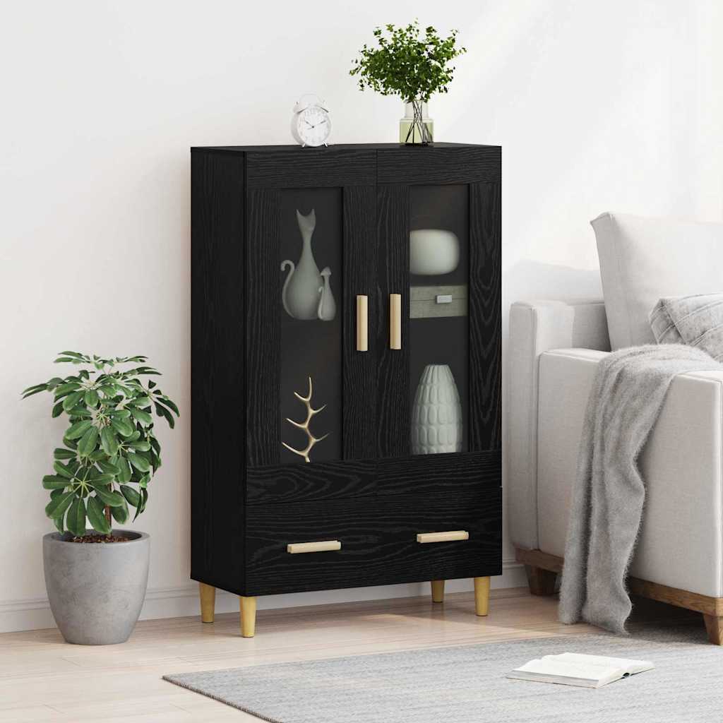 Highboard Black Oak 70 x 31 x 115 cm Engineered Wood