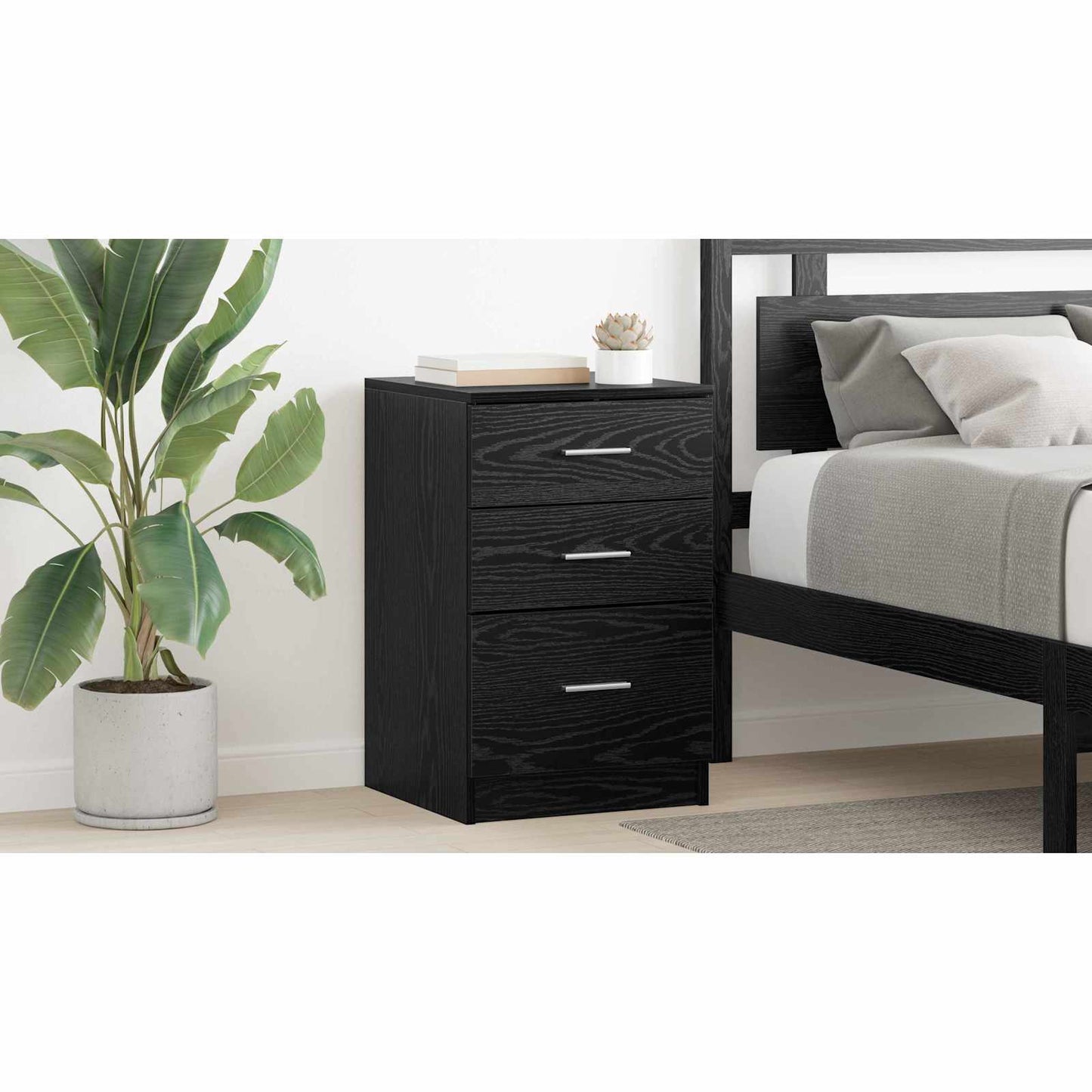 Bedside Cabinet Black Oak 40 x 40 x 63 cm Engineered Wood
