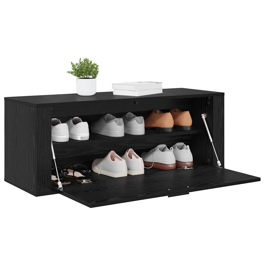 Shoe Cabinet 100 x 35 x 38 cm Engineered Wood Black Oak