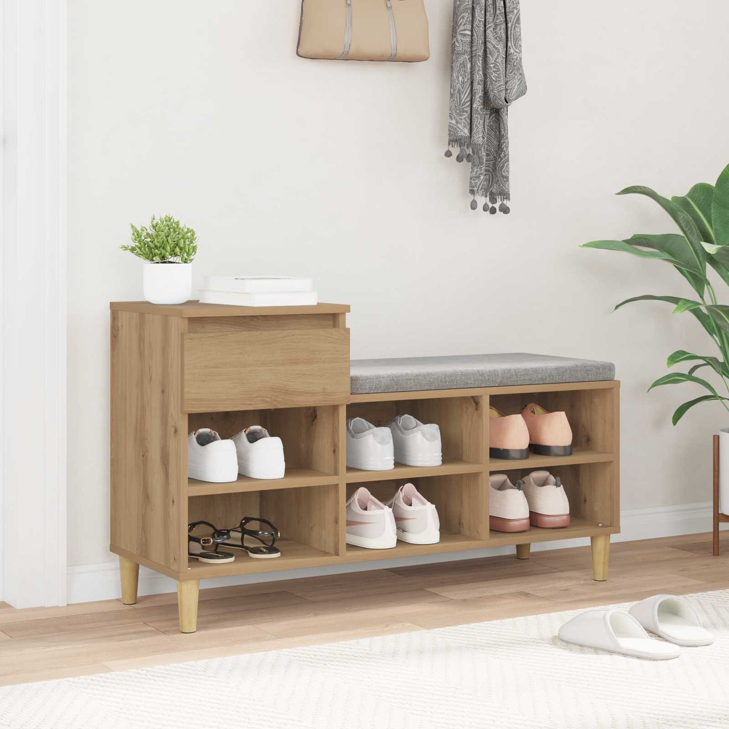 Shoe Cabinet Artisan Oak 102 x 36 x 60 cm Engineered Wood