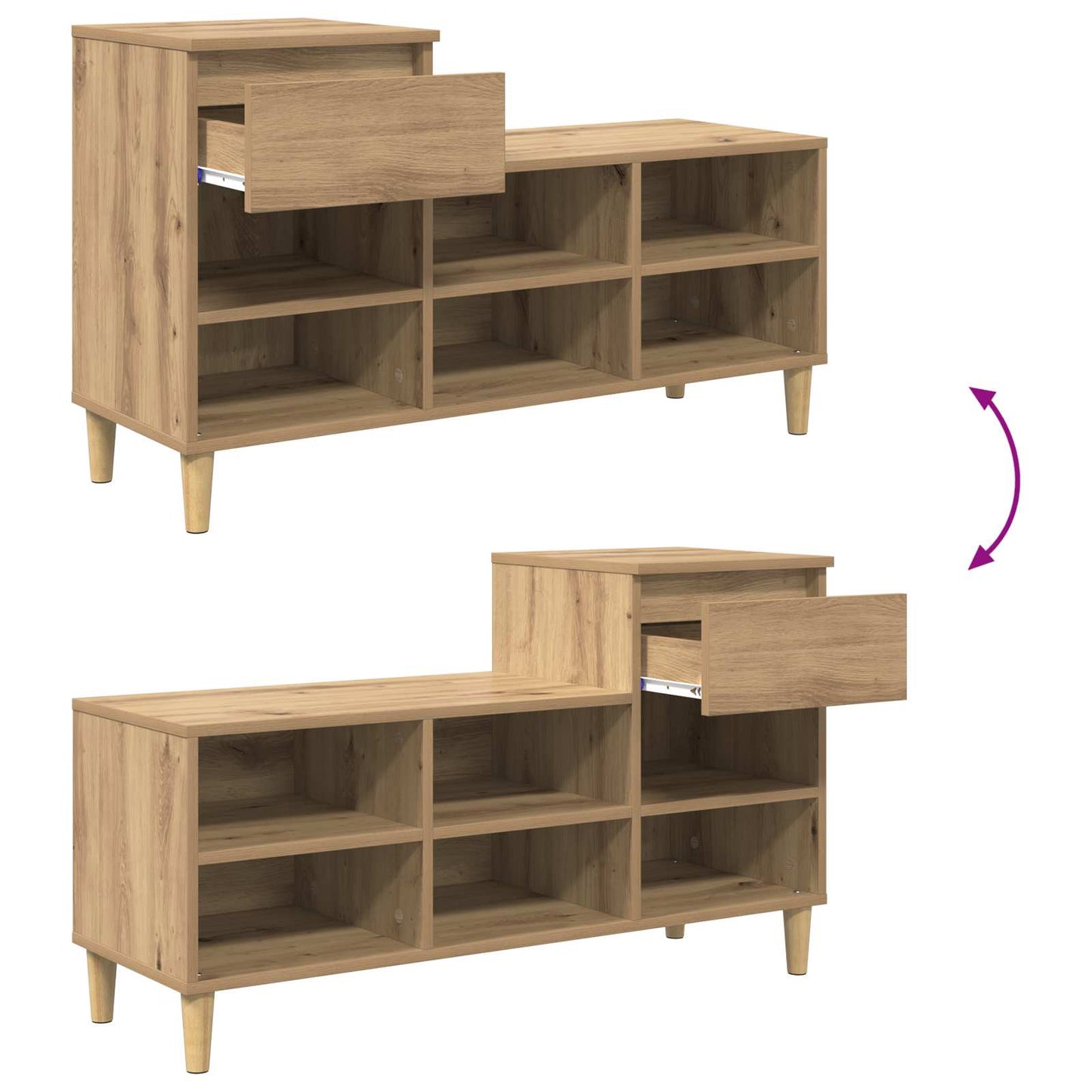 Shoe Cabinet Artisan Oak 102 x 36 x 60 cm Engineered Wood
