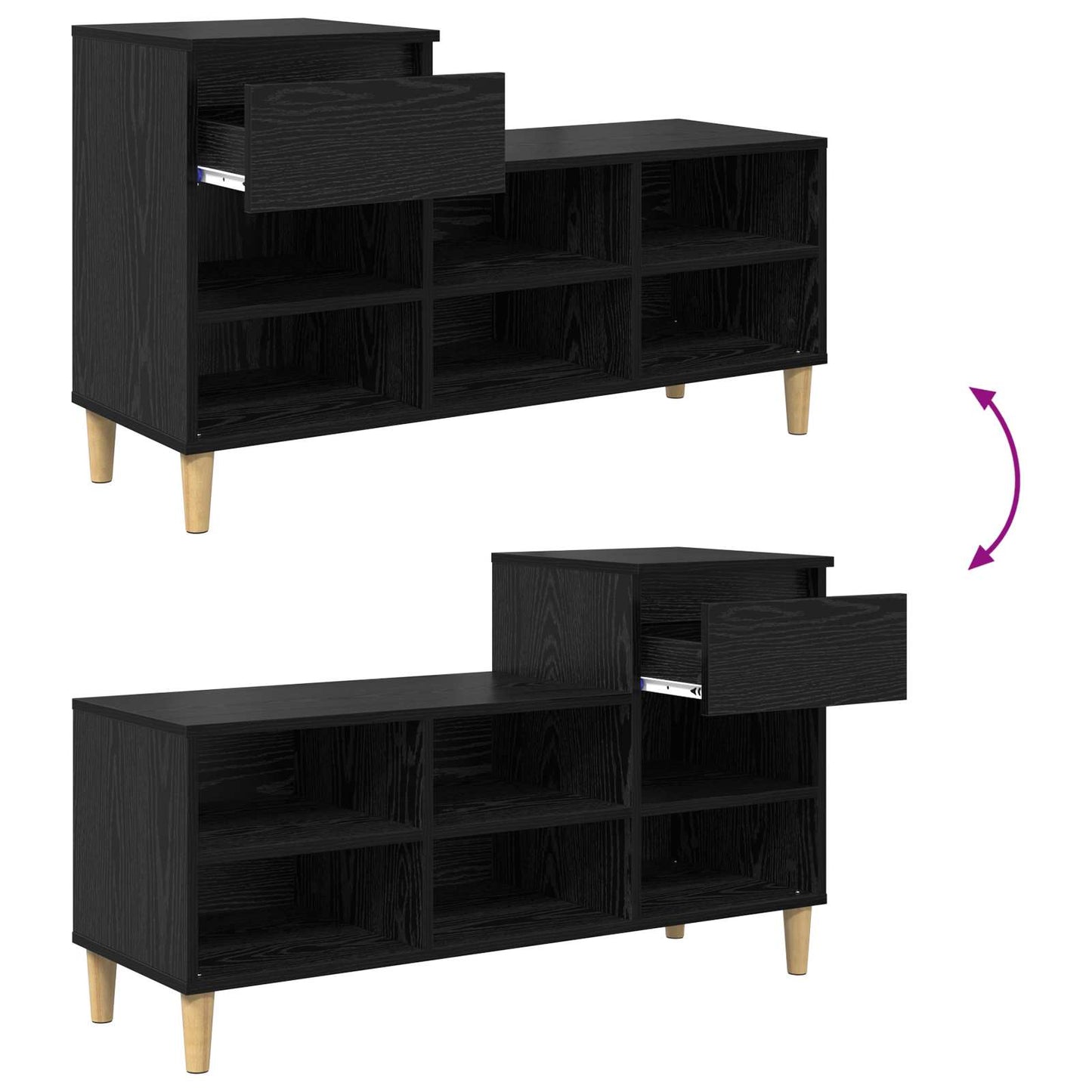Shoe Cabinet Black Oak 102 x 36 x 60 cm Engineered Wood