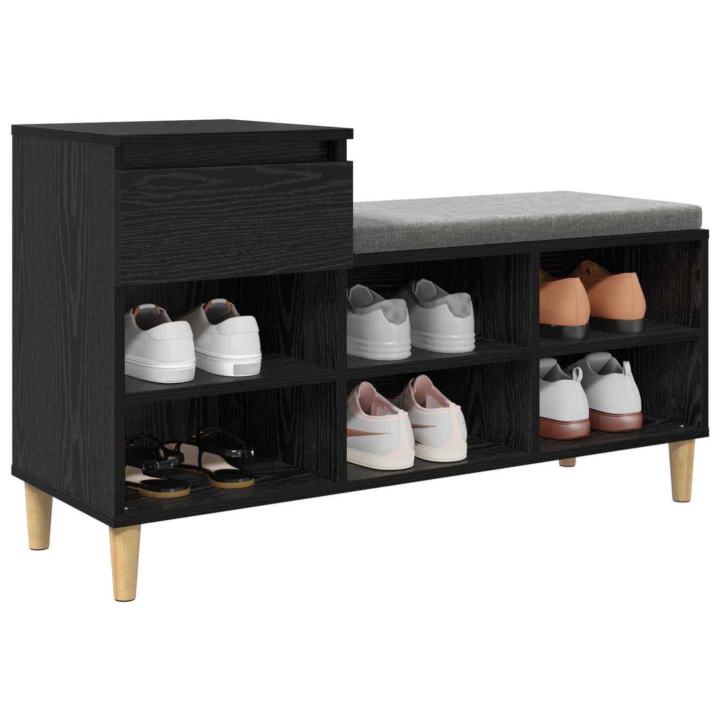 Shoe Cabinet Black Oak 102 x 36 x 60 cm Engineered Wood