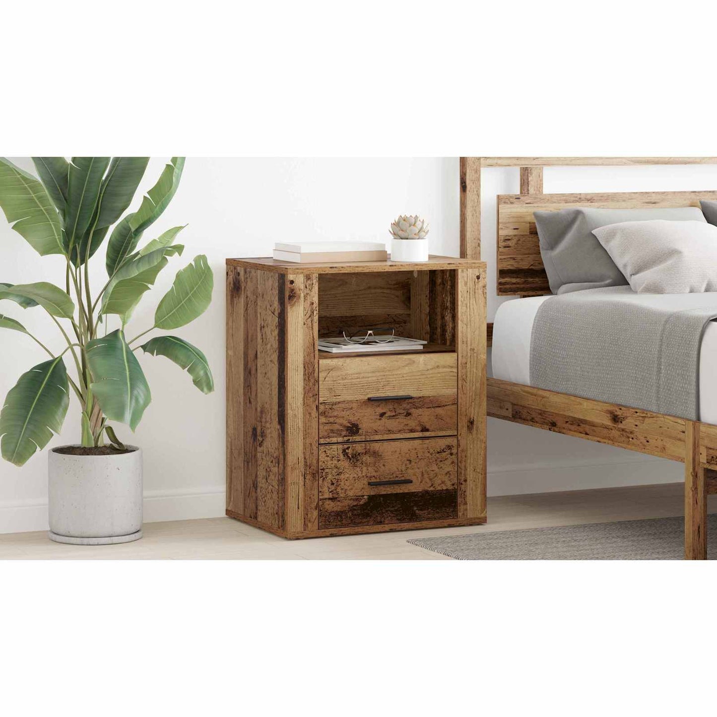 Bedside Cabinet Old Wood 35 x 50 x 60 cm Engineered Wood