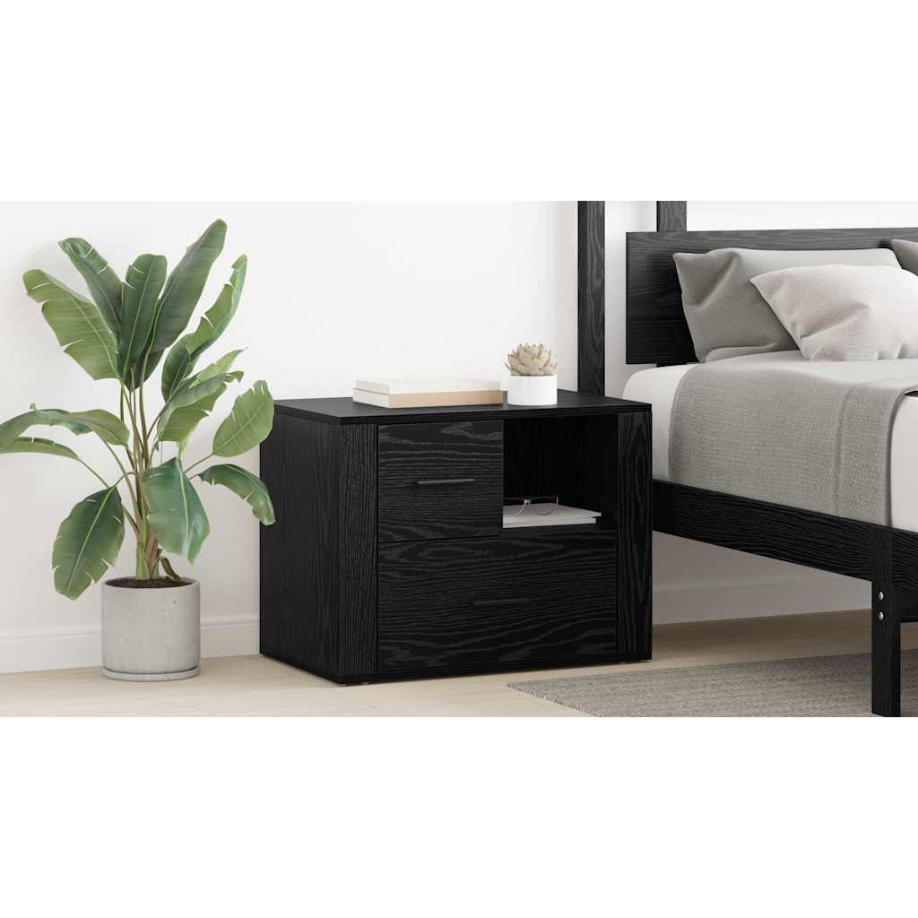Bedside Cabinet Black Oak 35 x 60 x 50 cm Engineered Wood