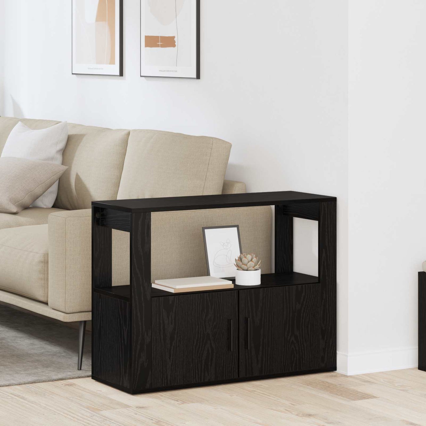 Sideboard Black oak 80 x 30 x 60 cm Engineered wood