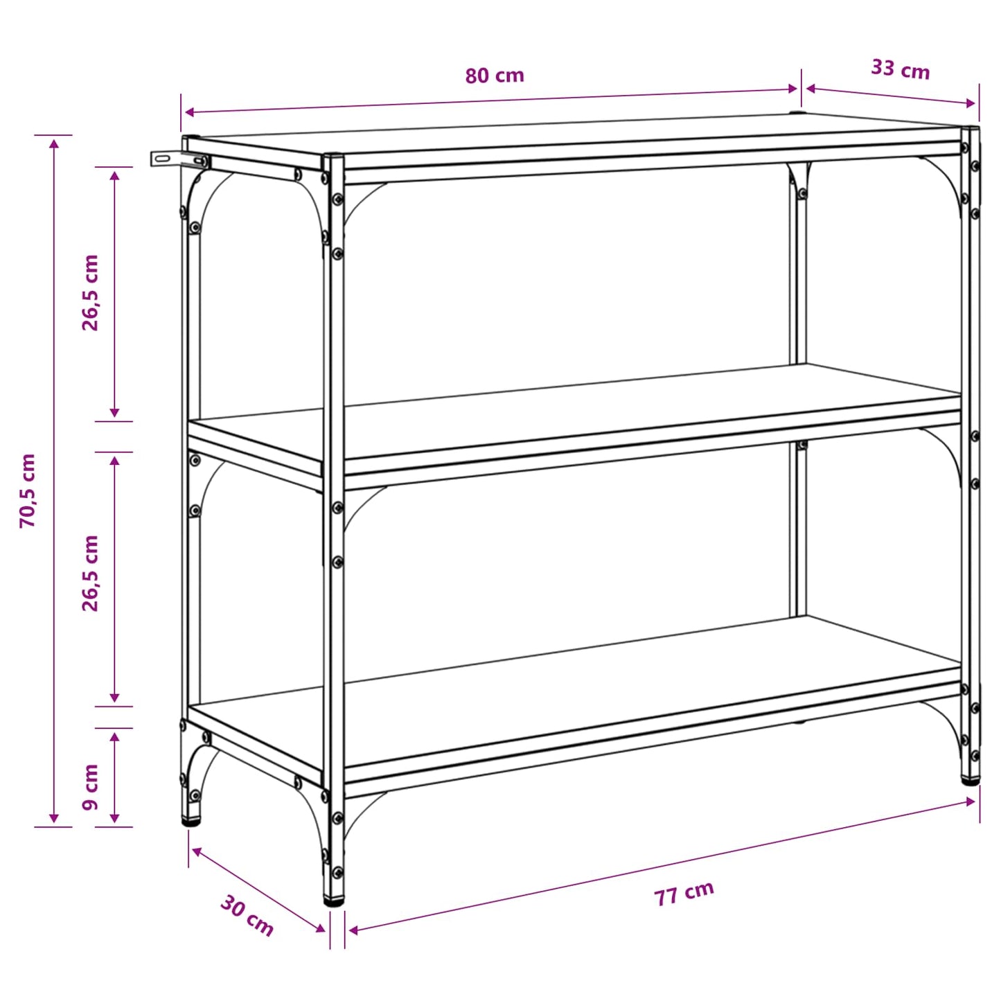 Book Cabinet Old Wood 80 x 33 x 70.5 cm