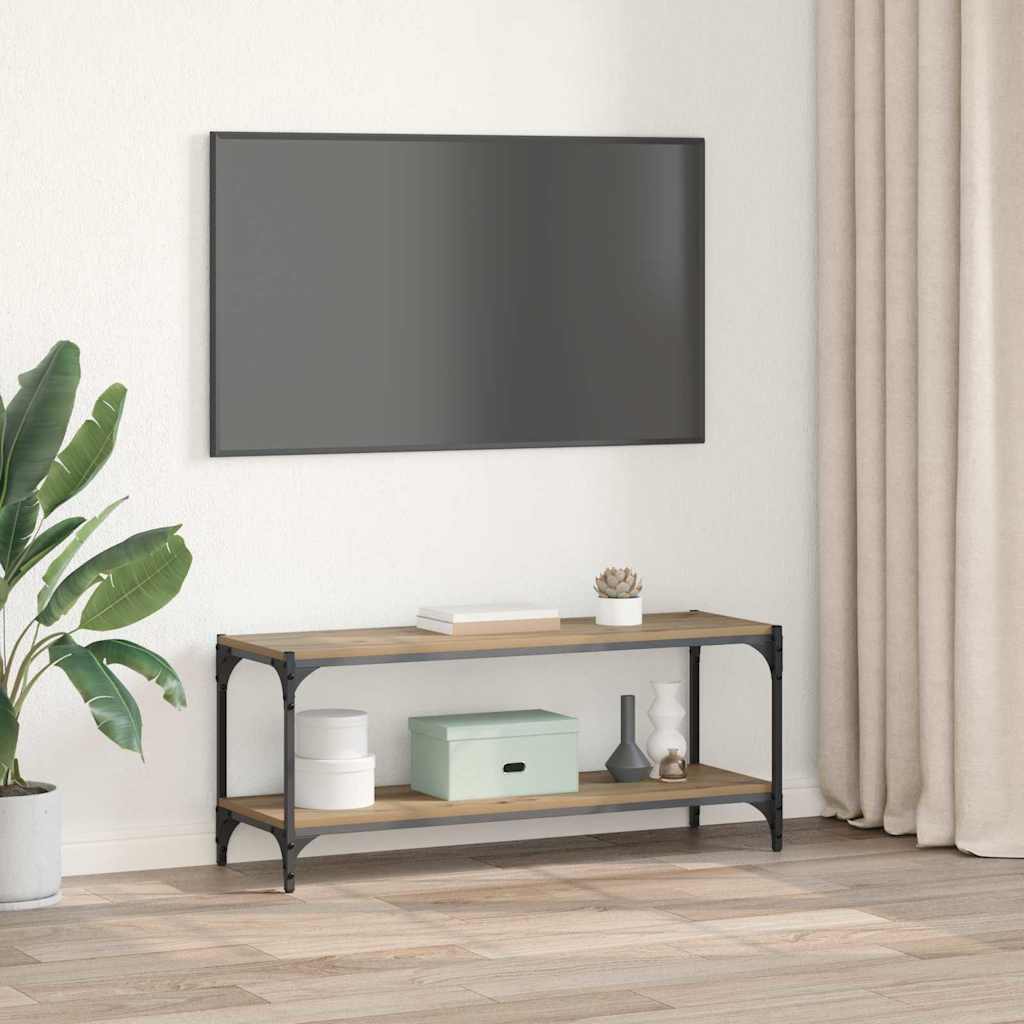 TV Cabinet 2-Tier 100 x 33 x 41 cm Engineered Wood and Iron