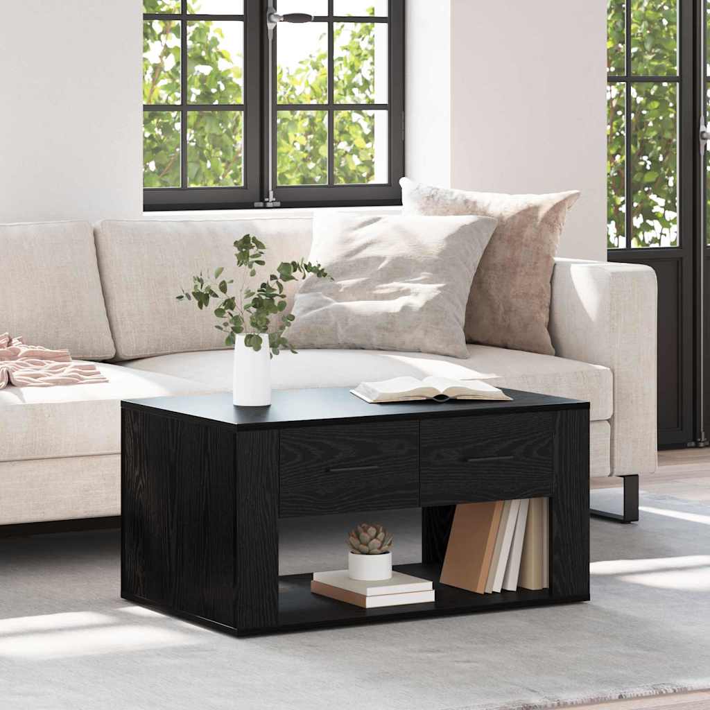 Coffee Table Black Oak 80 x 50 x 40 cm Engineered Wood