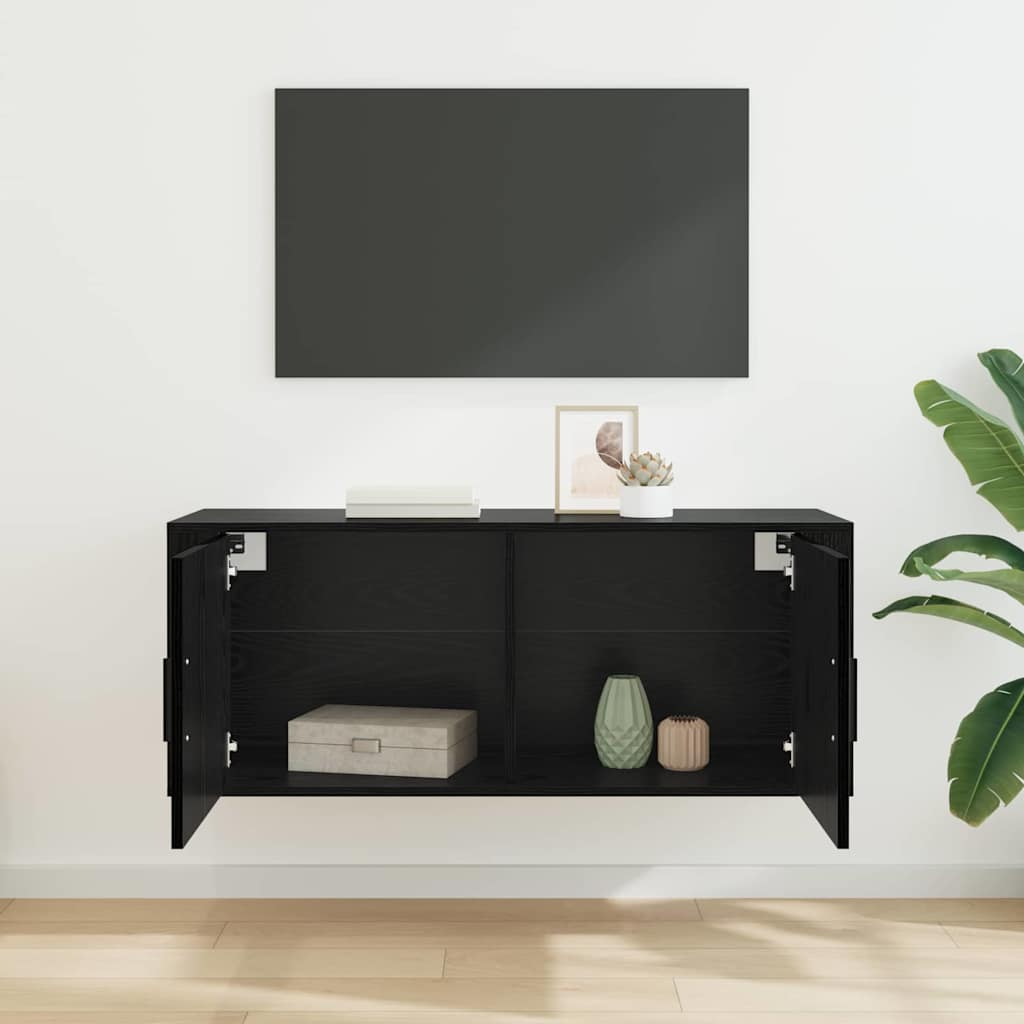Wall Mounted TV Cabinet Black Oak 100 x 34.5 x 40 cm