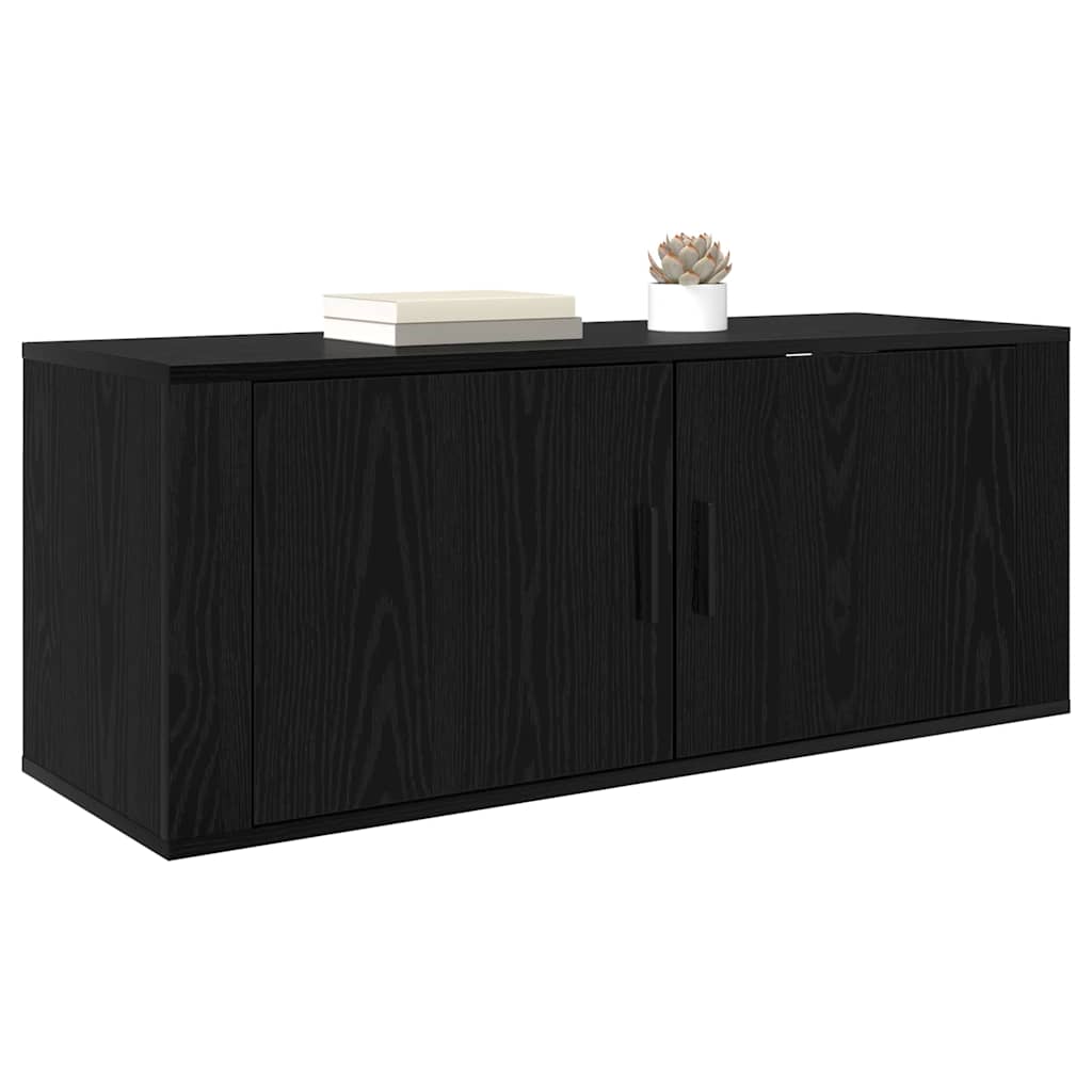 Wall Mounted TV Cabinet Black Oak 100 x 34.5 x 40 cm