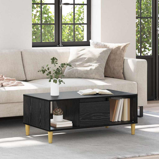 Coffee Table Black Oak 90 x 50 x 26.5 cm Engineered Wood