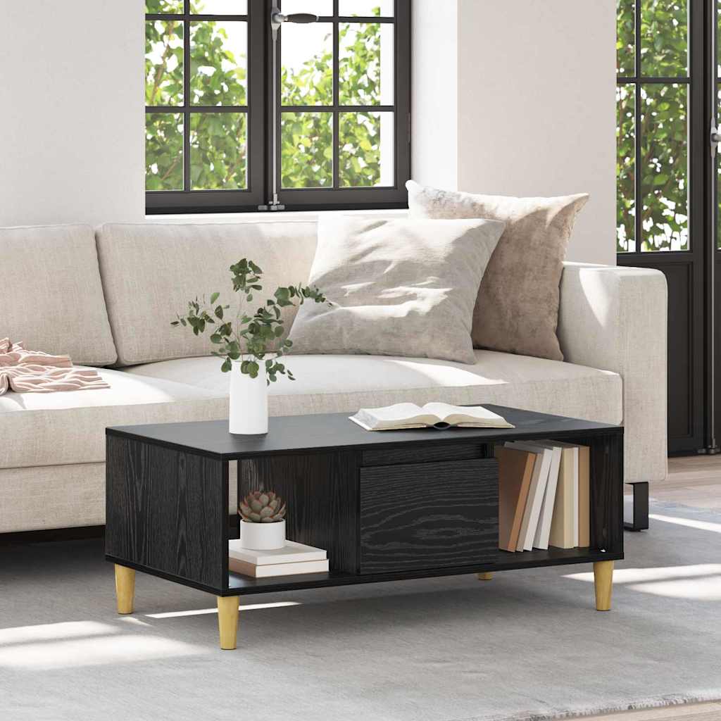 Coffee Table Black Oak 90 x 50 x 26.5 cm Engineered Wood