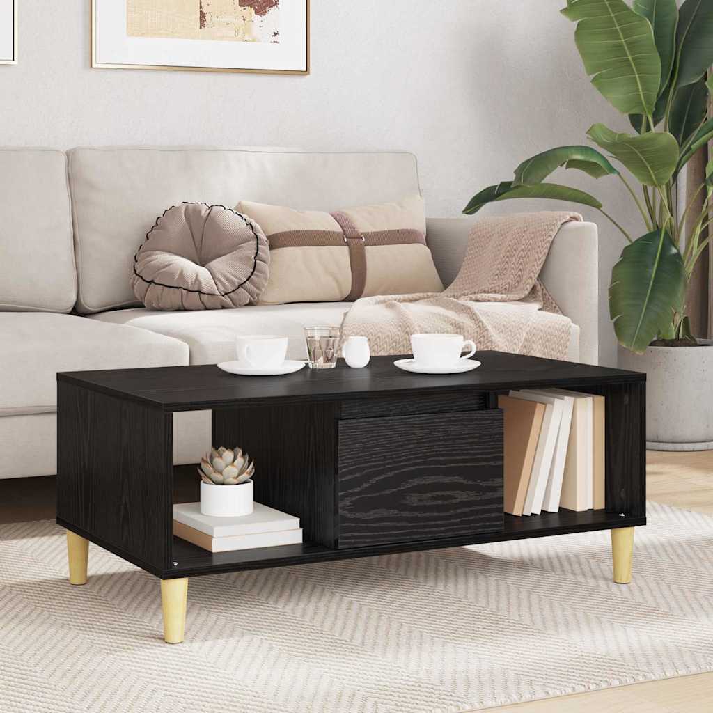 Coffee Table Black Oak 90 x 50 x 26.5 cm Engineered Wood