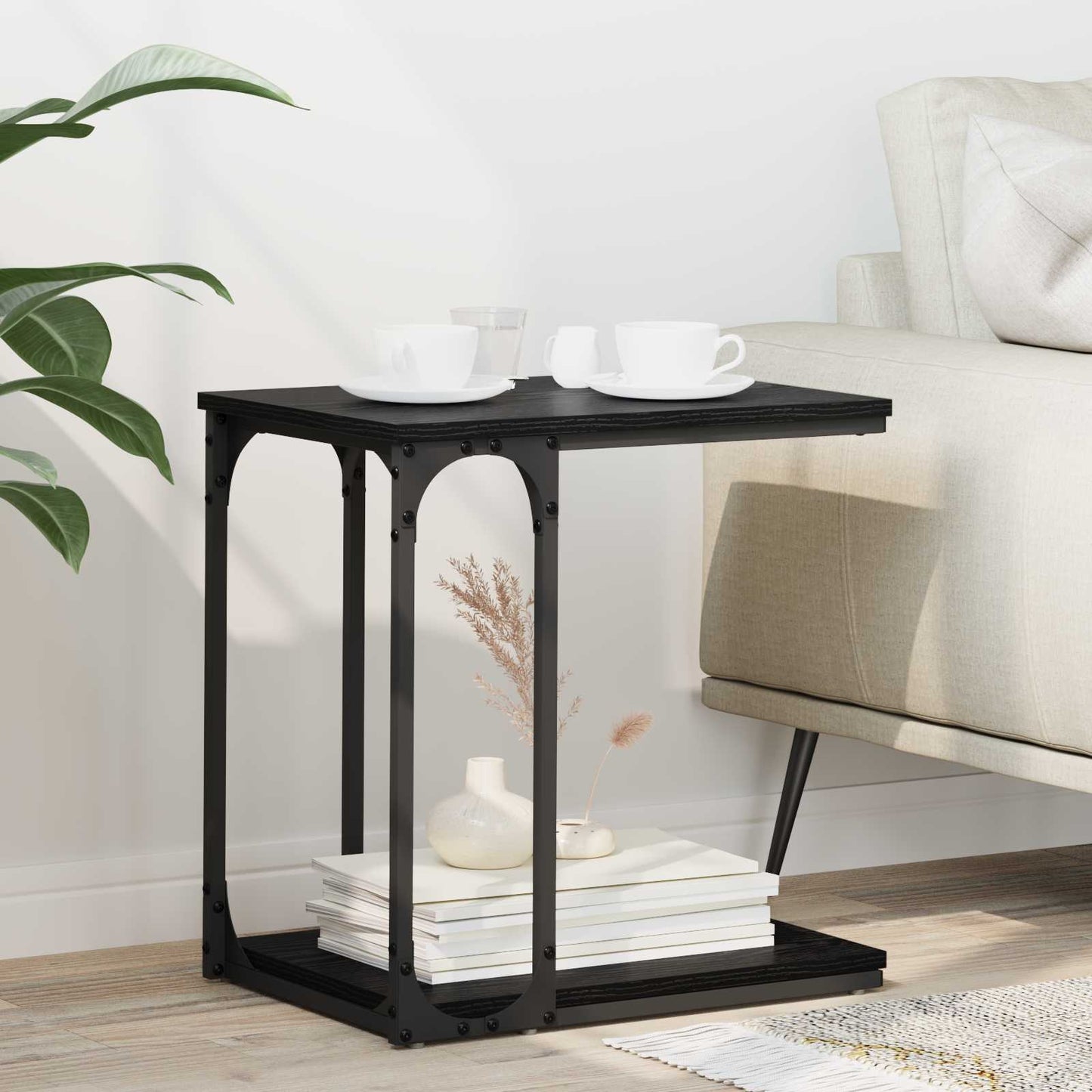 Side Table Black Oak 50 x 35 x 52 cm Engineered Wood