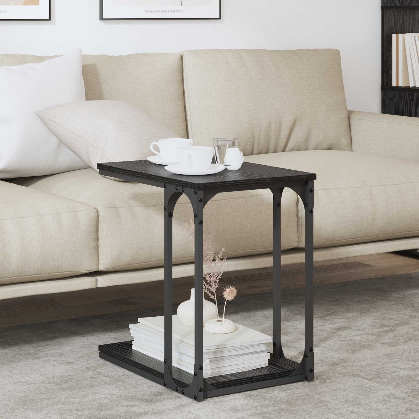 Side Table Black Oak 50 x 35 x 52 cm Engineered Wood
