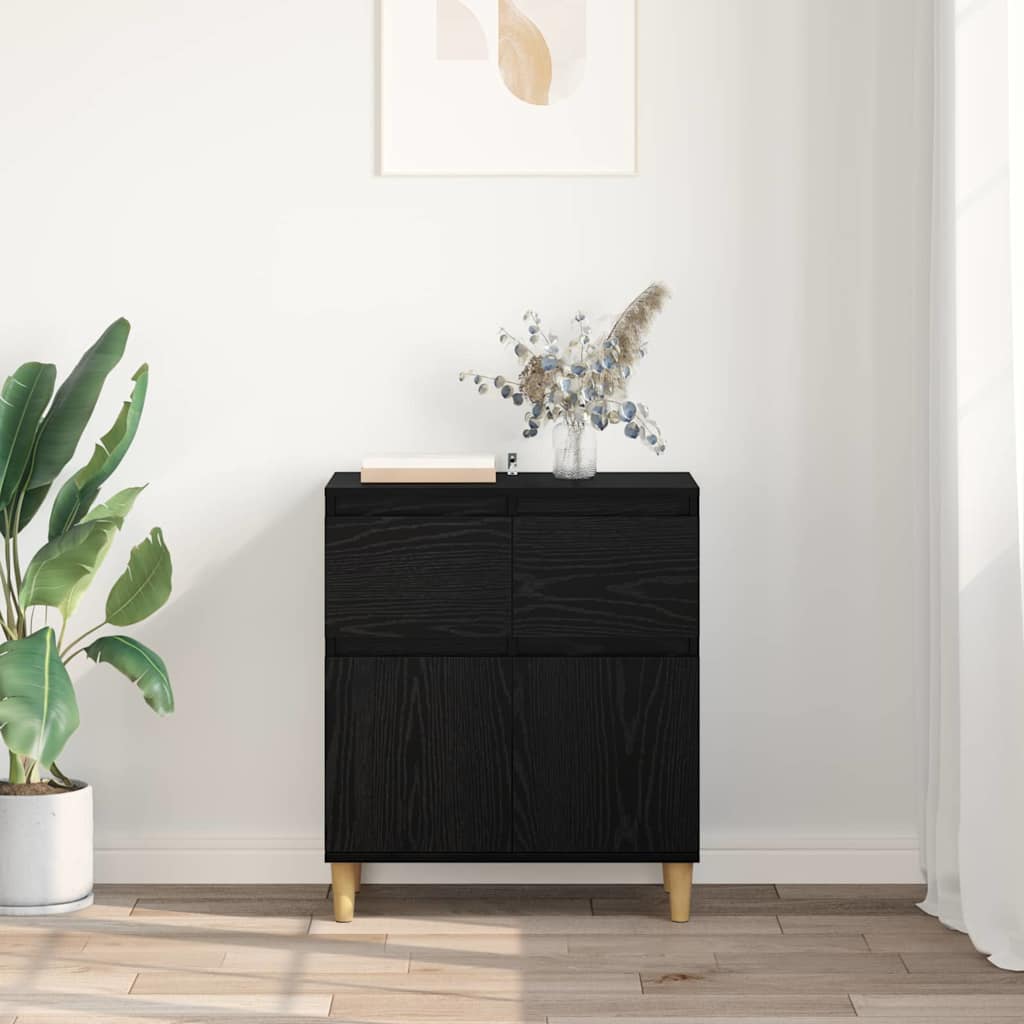 Sideboard with Drawer Black Oak 60 x 35 x 70 cm Engineered Wood
