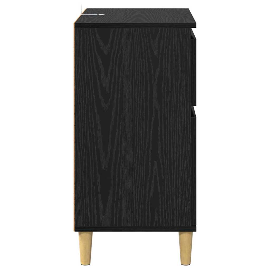 Sideboard with Drawer Black Oak 60 x 35 x 70 cm Engineered Wood