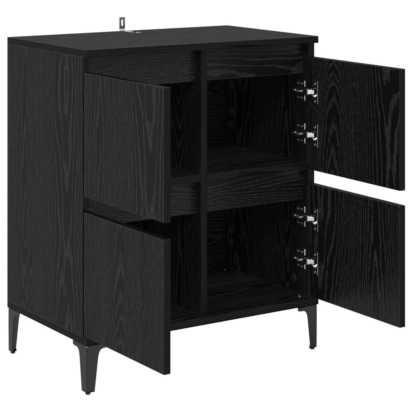 Sideboard Black Oak 60 x 35 x 70 cm Engineered Wood and Iron