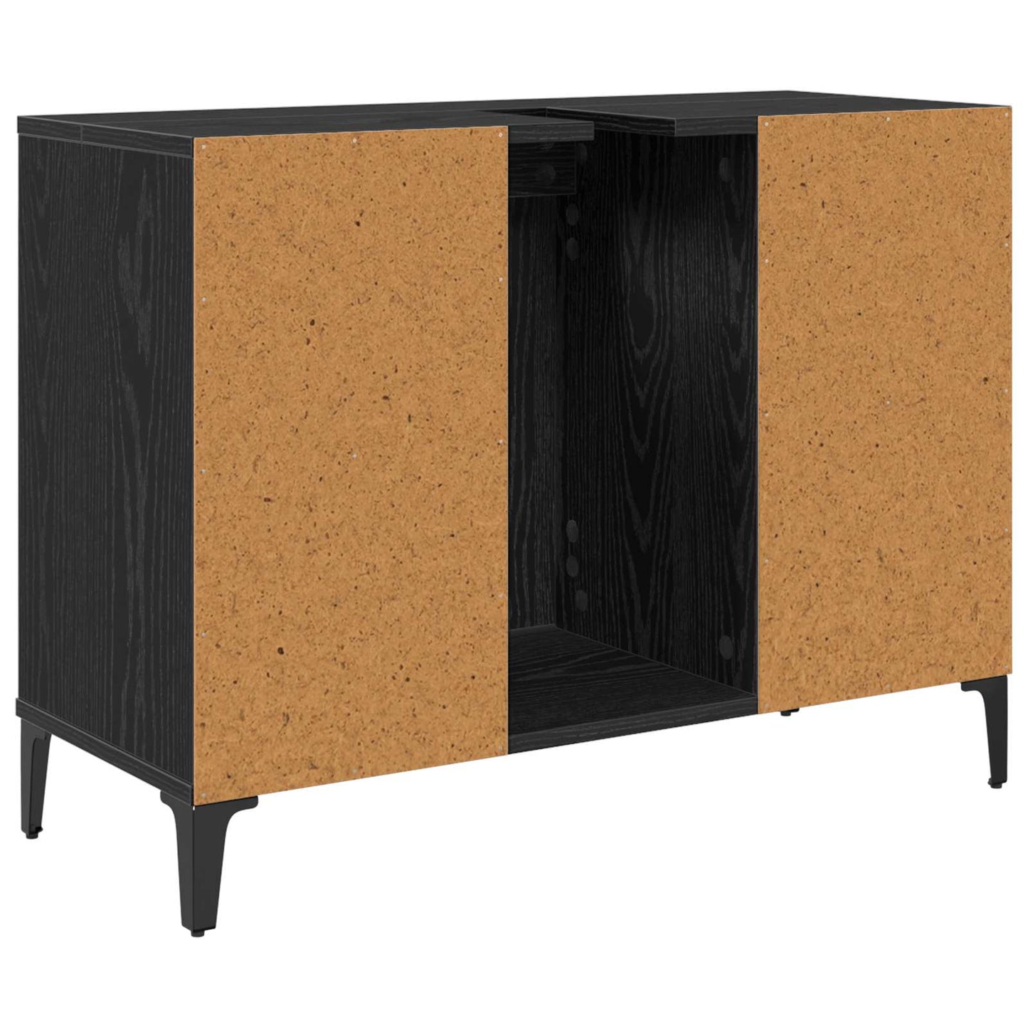 Sink cabinet Black Oak 80 x 33 x 60 cm Engineered Wood and Iron