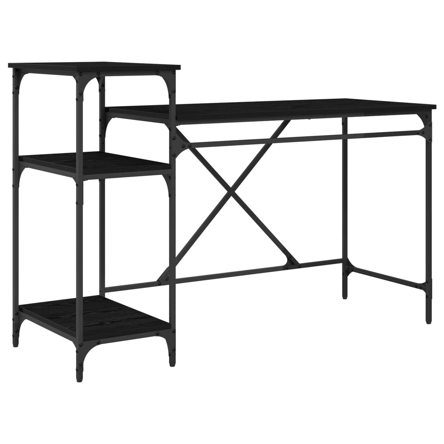 Desk Black Oak 135 x 50 x 90 cm Engineered Wood