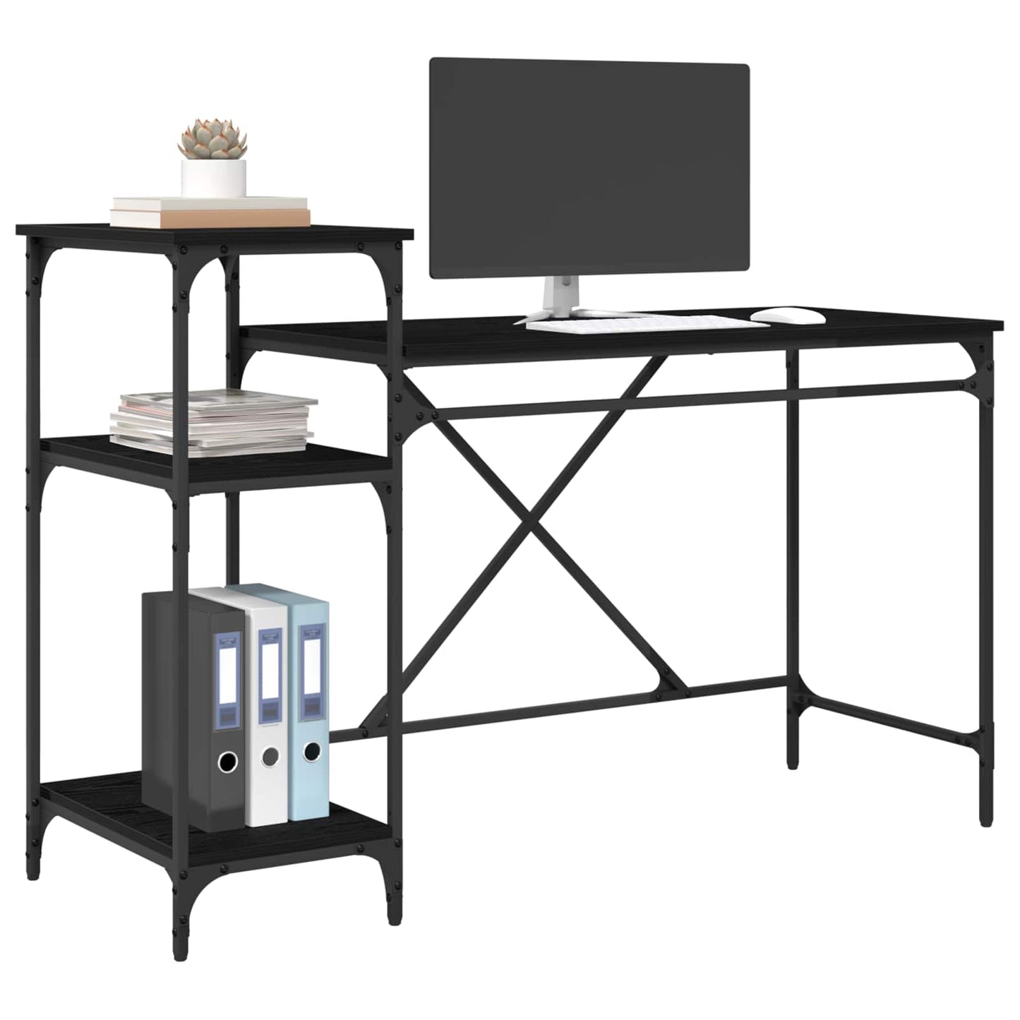 Desk Black Oak Engineered Wood 135 x 50 x 90 cm