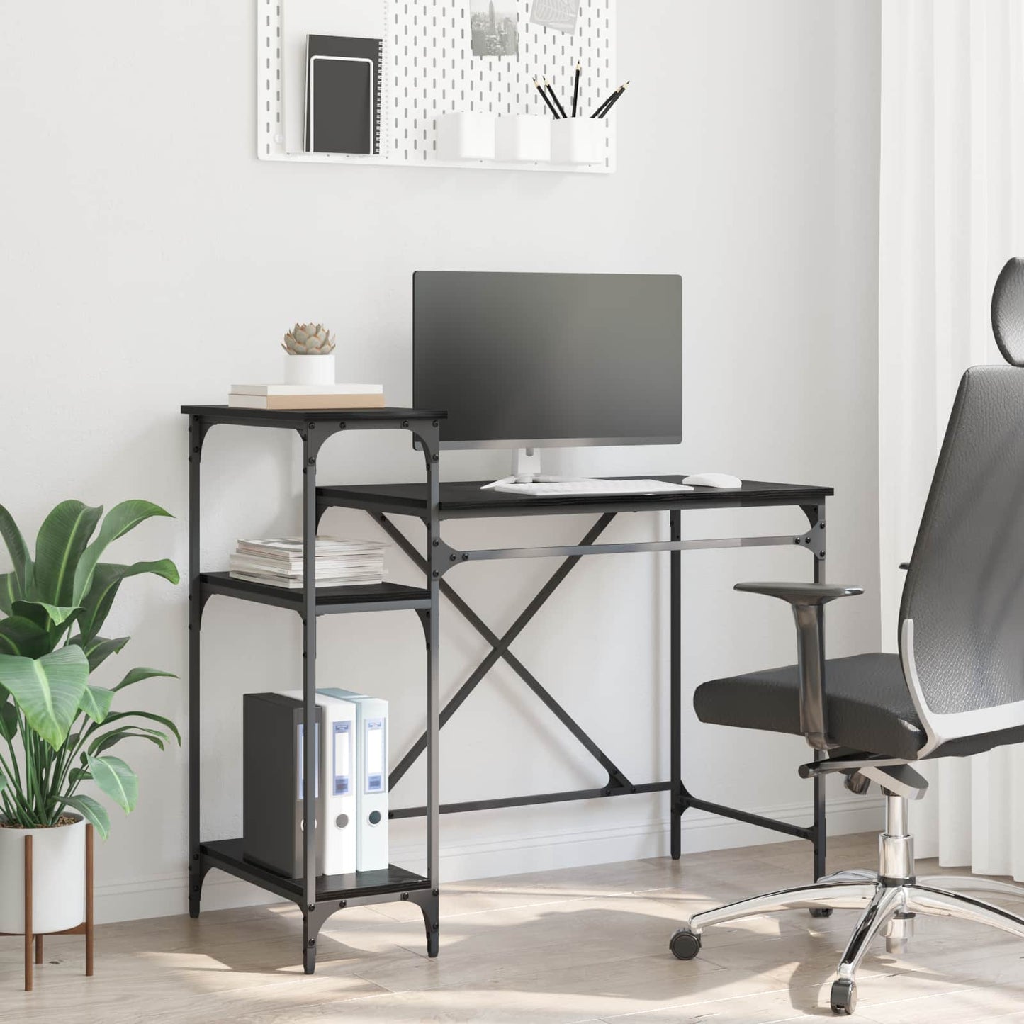 Desk Black Oak 105 x 50 x 90 cm Engineered Wood