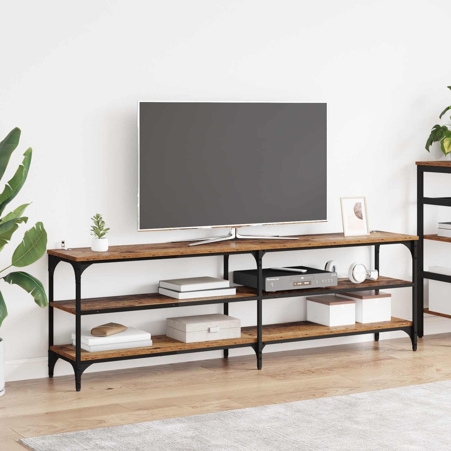 TV Cabinet Old Wood 160 x 30 x 50 cm Engineered Wood and Iron