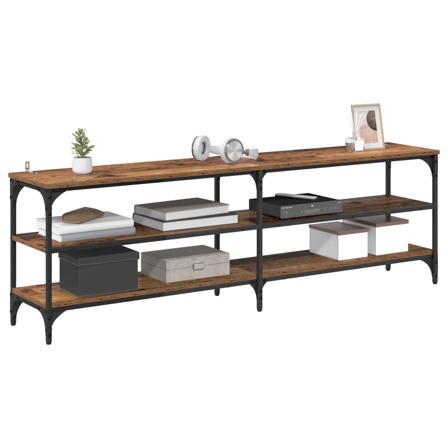 TV Cabinet Old Wood 160 x 30 x 50 cm Engineered Wood and Iron