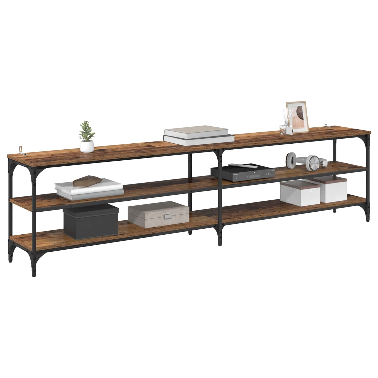 TV Cabinet Old Wood 200 x 30 x 50 cm Engineered Wood and Iron