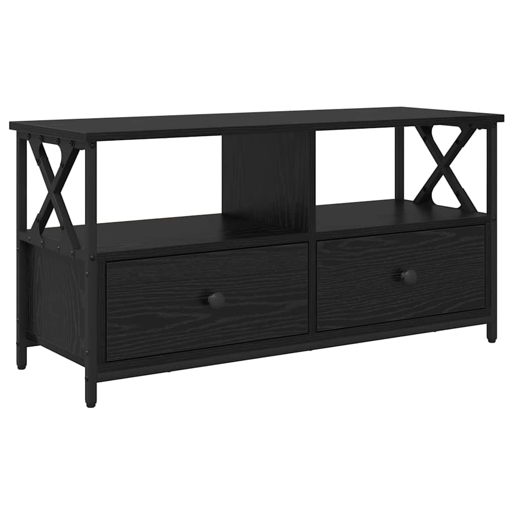 TV Cabinet Black Oak 90 x 33 x 45 cm Engineered Wood and Steel