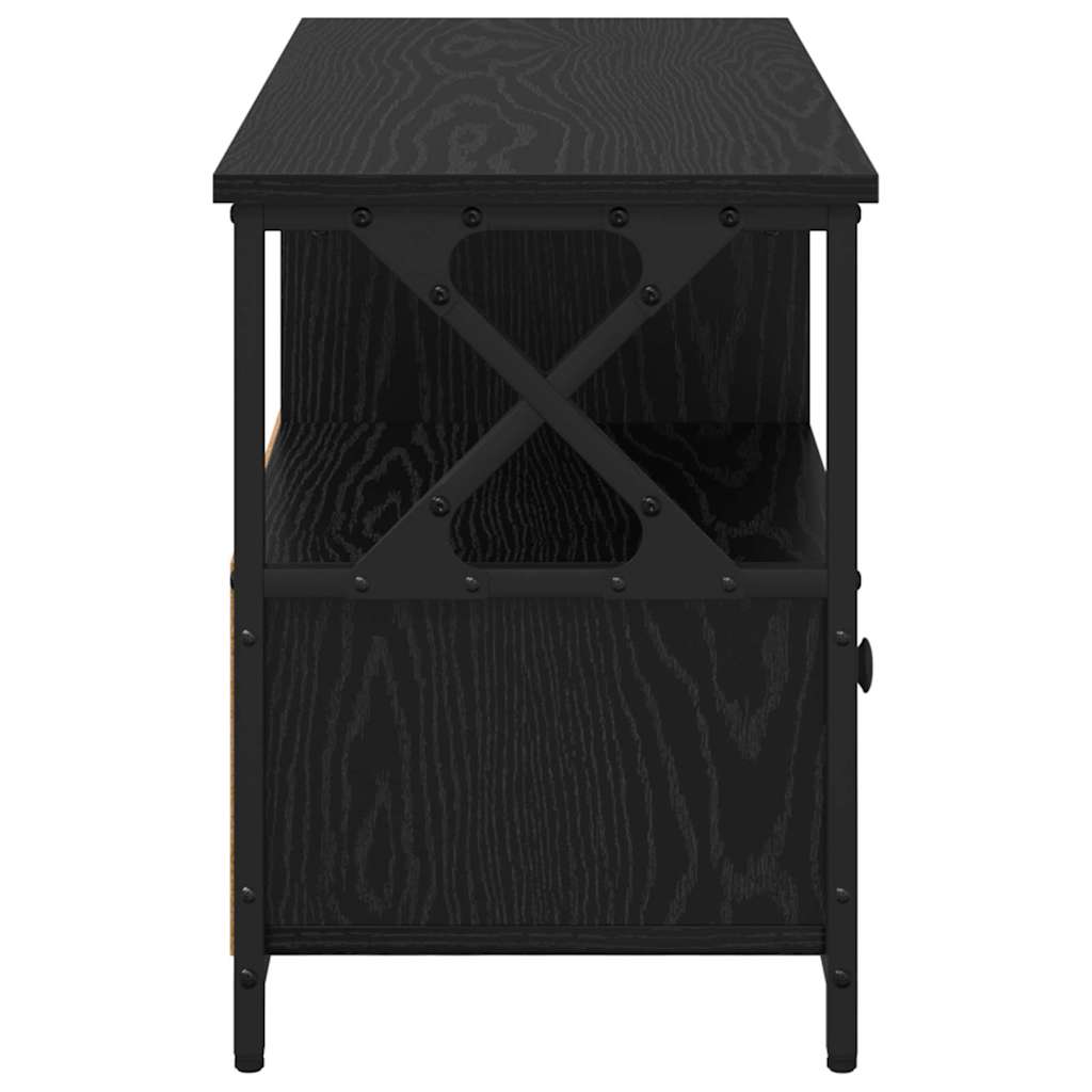TV Cabinet Black Oak 90 x 33 x 45 cm Engineered Wood and Steel