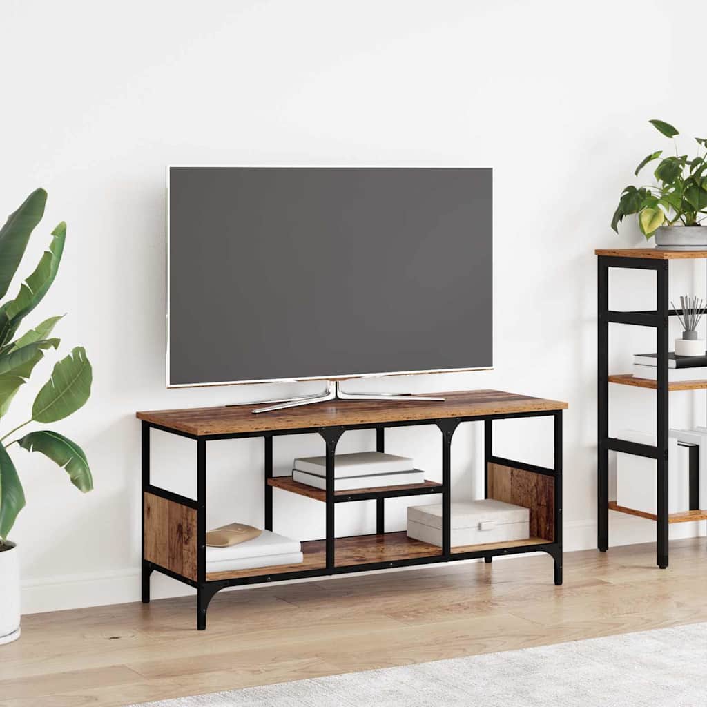 TV Cabinet Old Wood 100 x 35 x 45 cm Engineered Wood and Iron