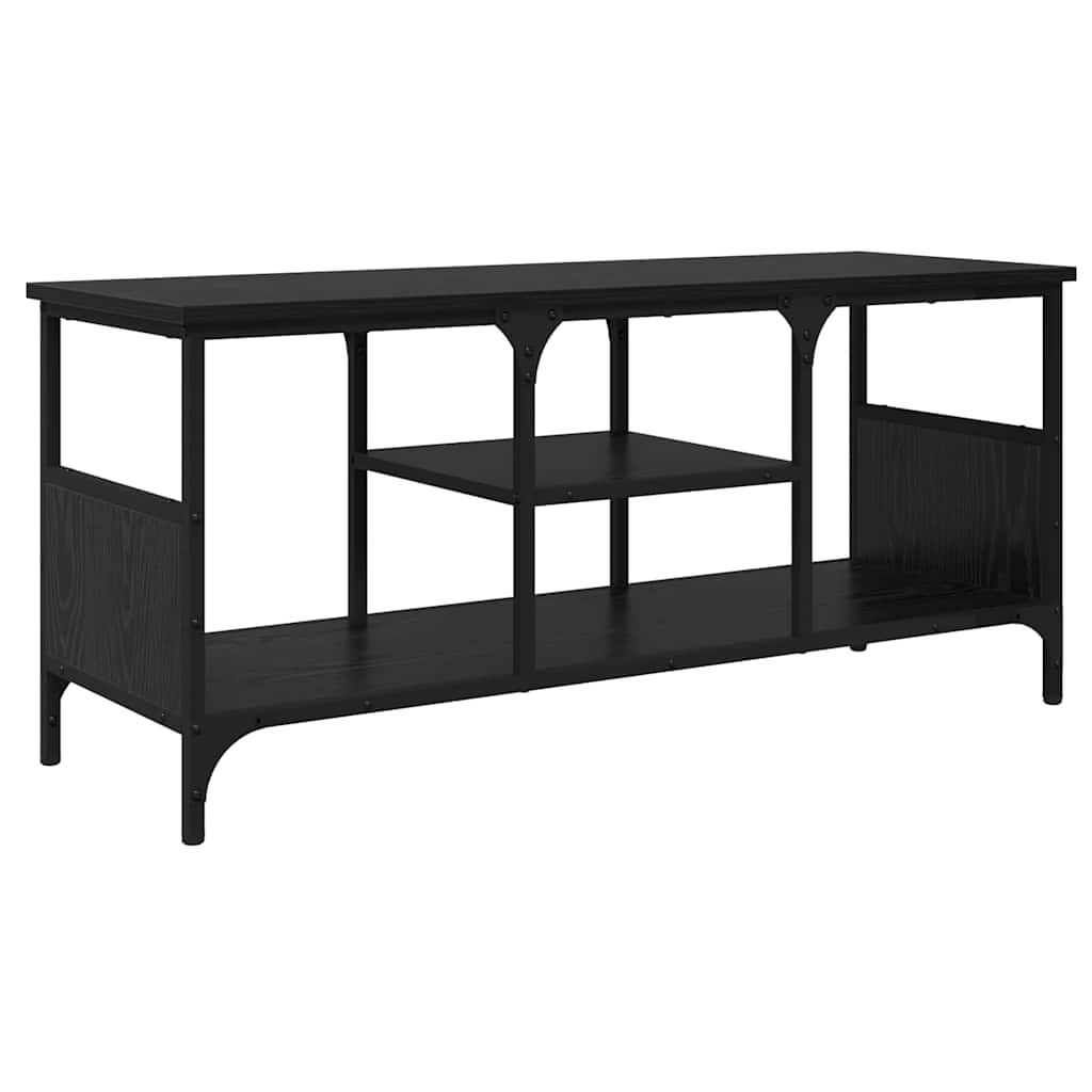 TV Cabinet Black Oak 100 x 35 x 45 cm Engineered Wood and Iron