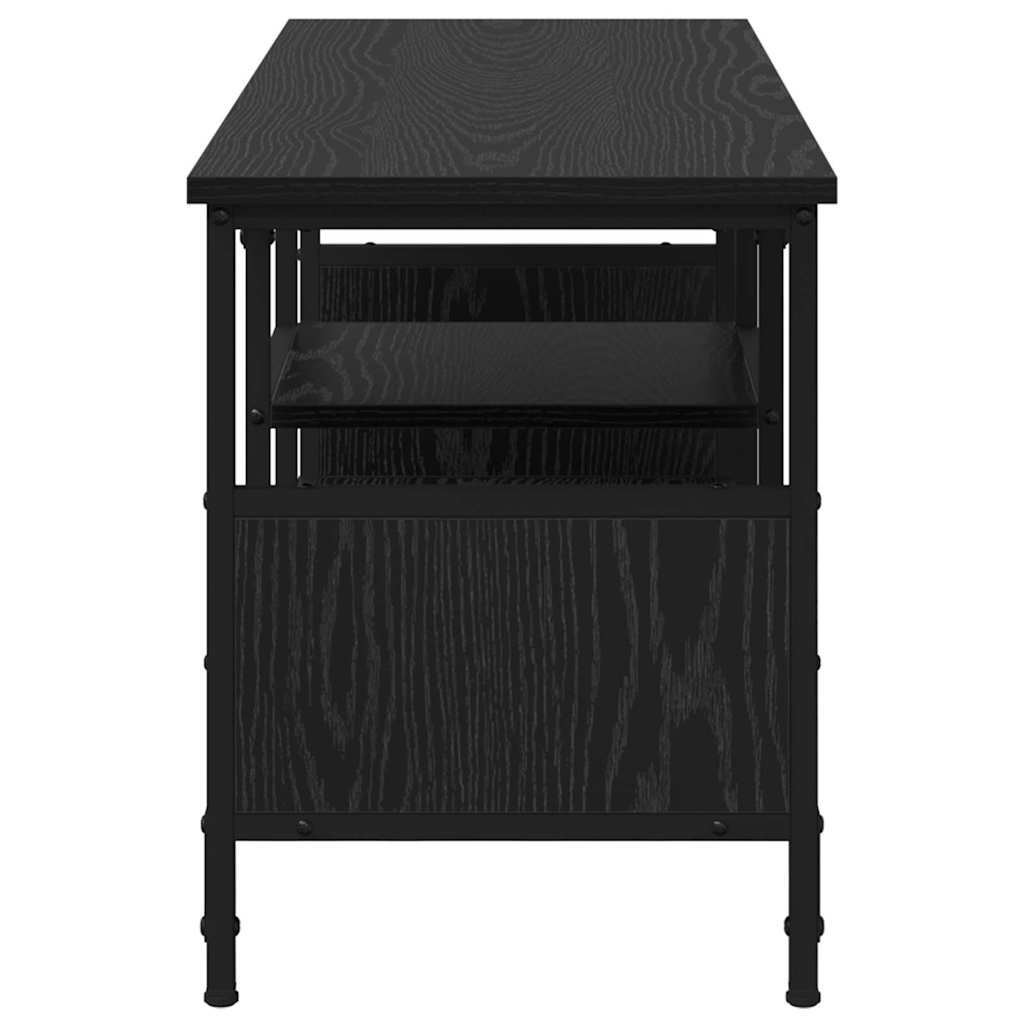 TV Cabinet Black Oak 100 x 35 x 45 cm Engineered Wood and Iron